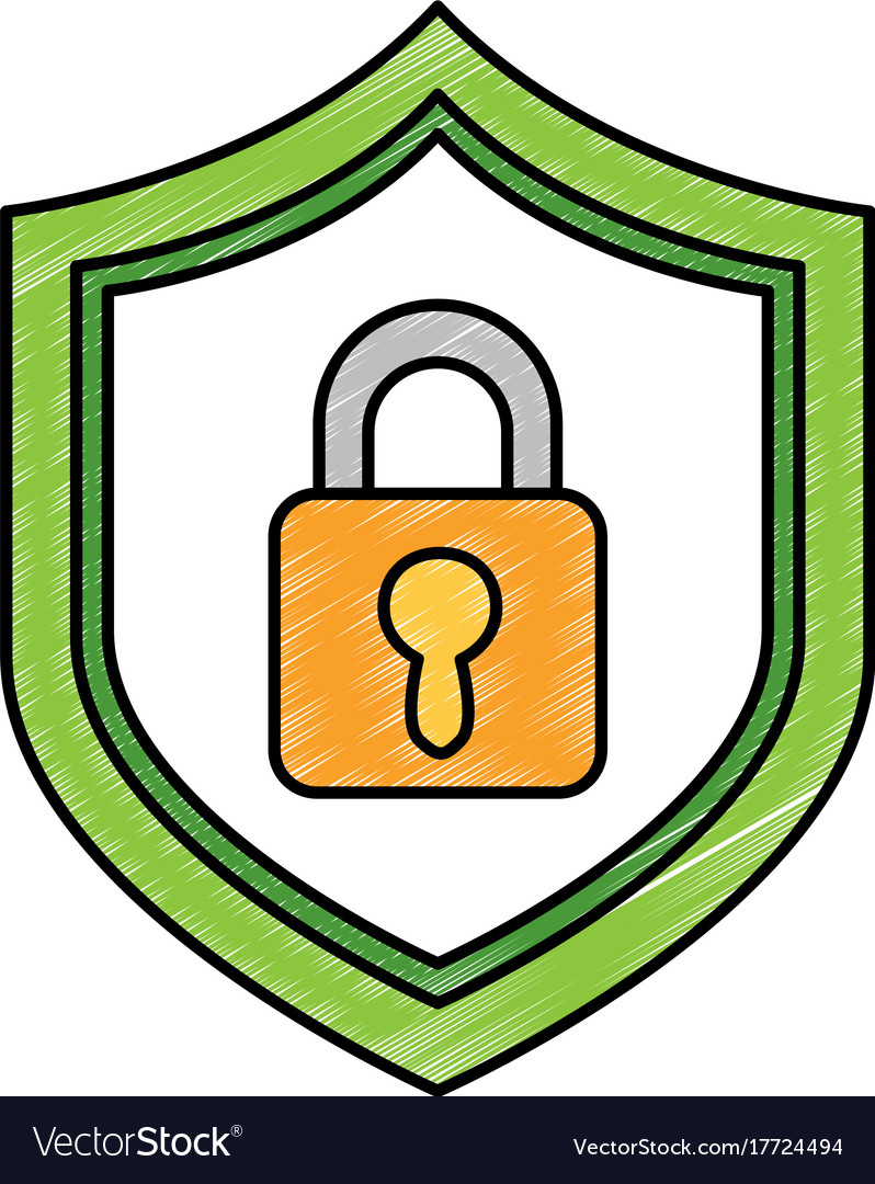 Shield With Safe Padlock Isolated Icon Royalty Free Vector