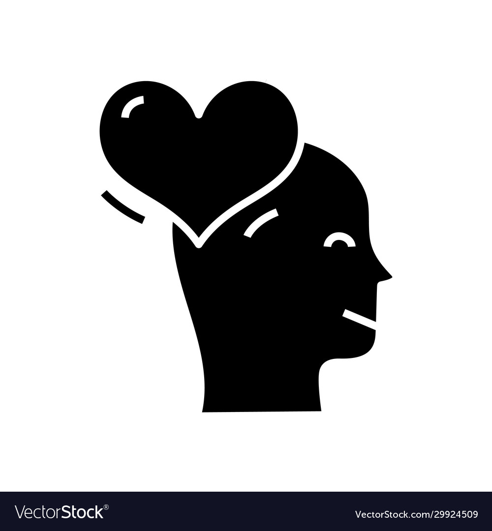 Loving Mind Black Icon Concept Royalty Free Vector Image