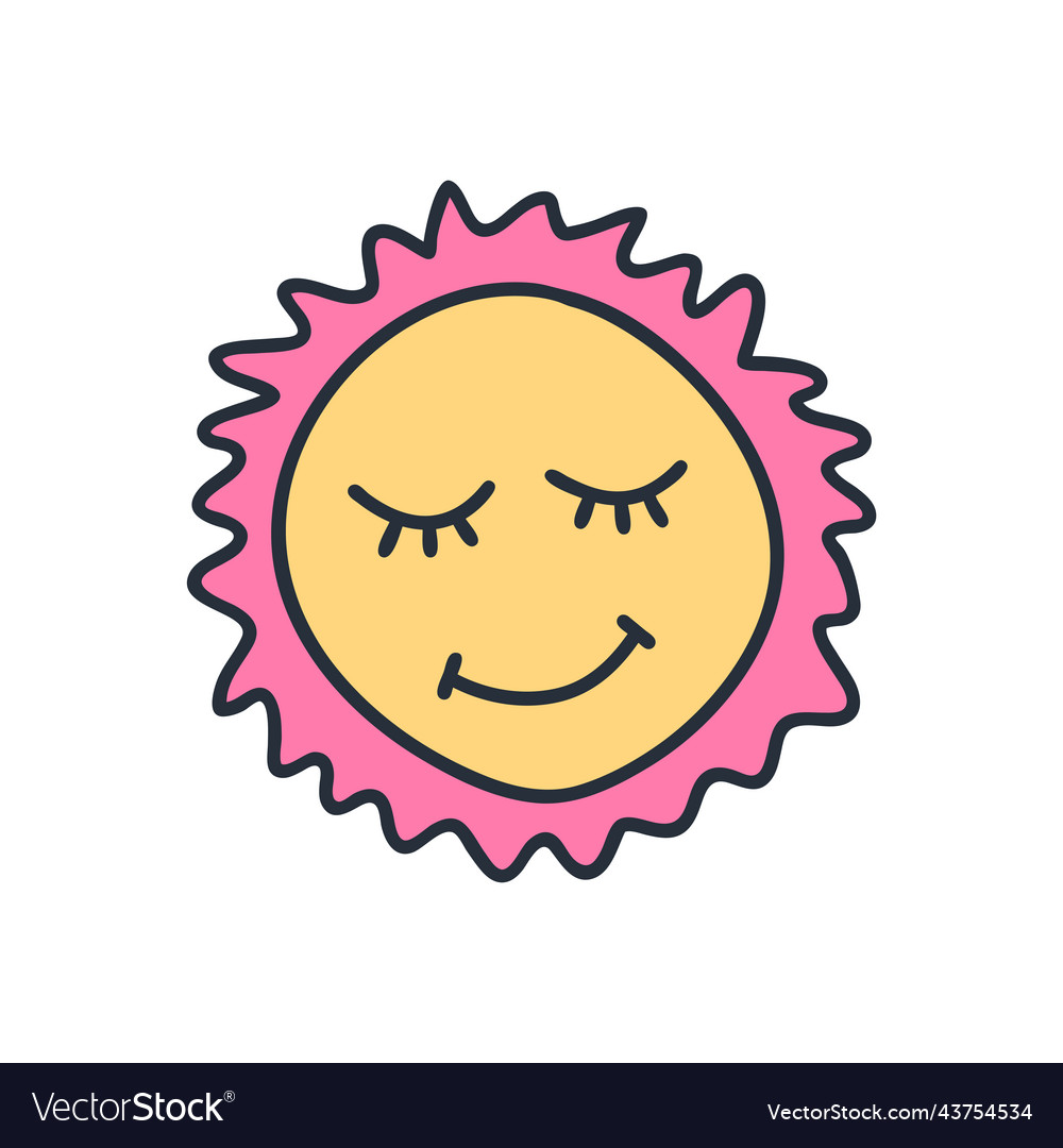 Drawing Of Happy Smiling Sun Funny Greetings Vector Image