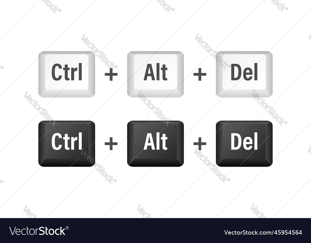 Ctrl Alt Del Shortcut Keys Keyboard Royalty Free Vector