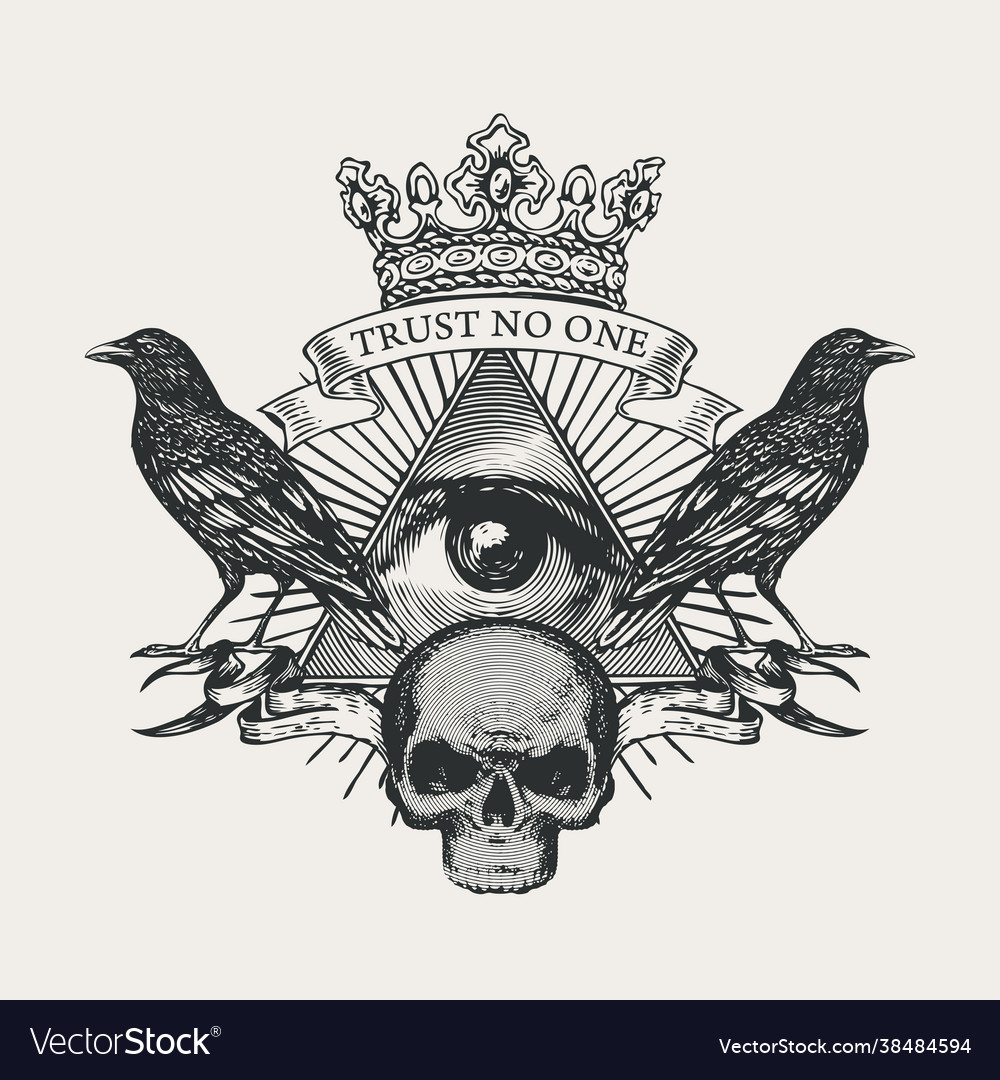 Coat Arms With Masonic All Seeing Eye Royalty Free Vector