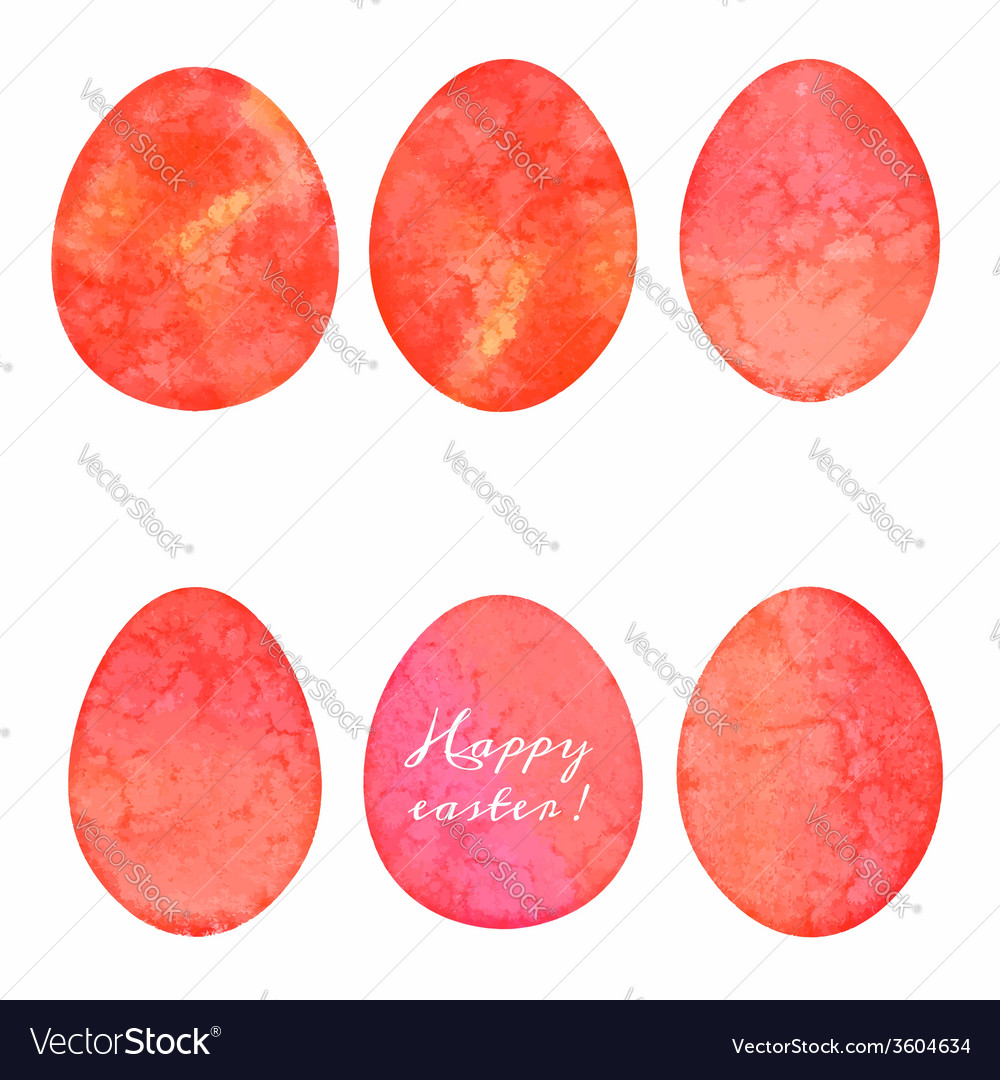 Set Of Watercolor Eggs Easter Design Elements Vector Image