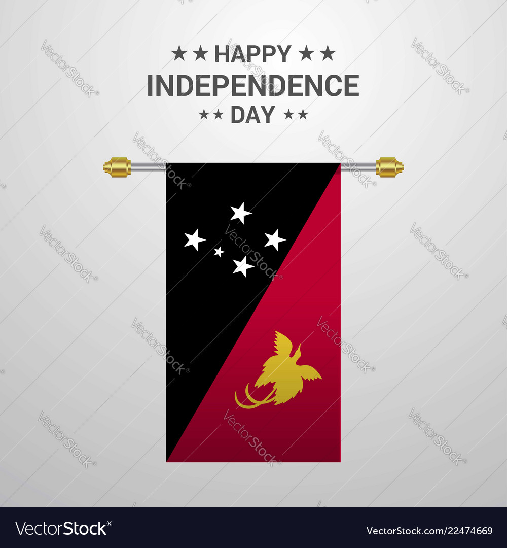 Papua New Guinea Independence Day Hanging Flag Vector Image