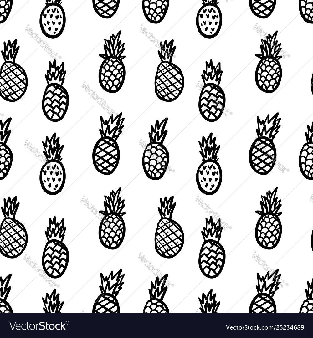 Seamless Pattern With Hand Drawn Pineapples Vector Image