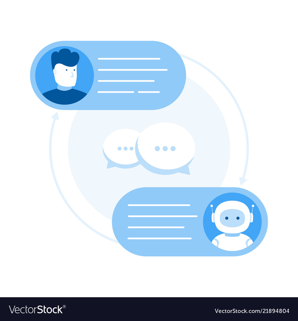 Chatbot Concept Man Chatting With Chat Vector Image