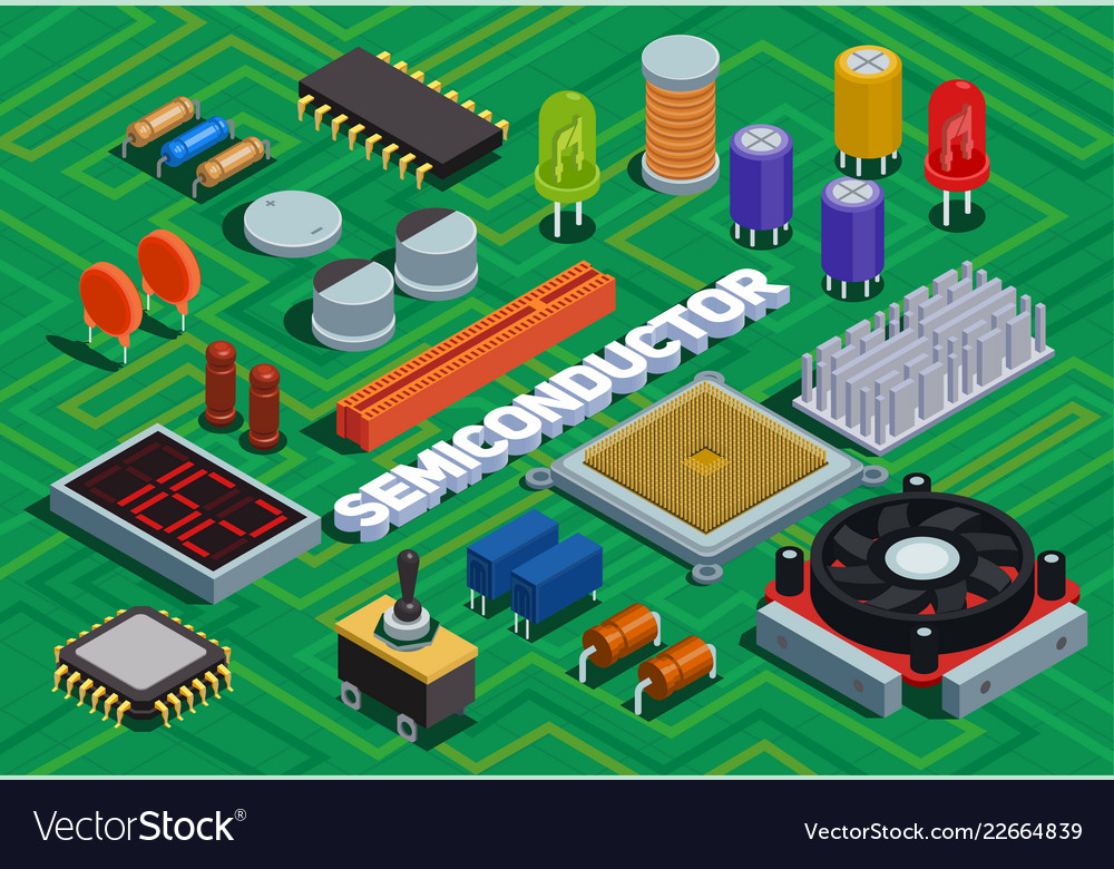 Semiconductor Isometric Background Royalty Free Vector Image