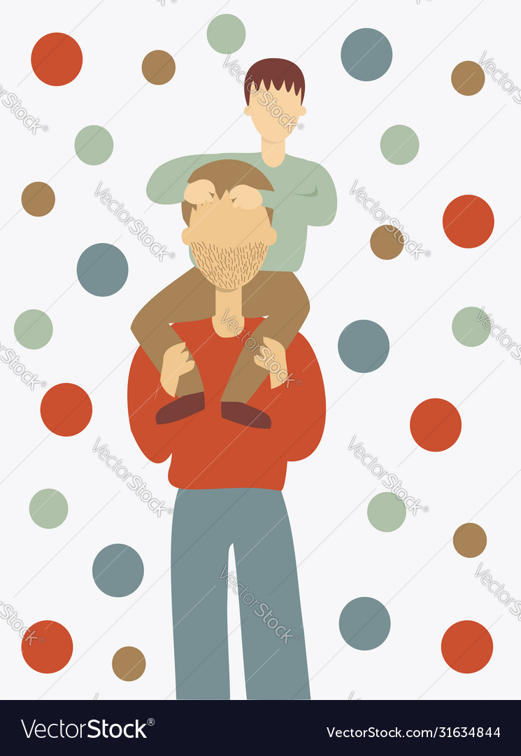 Father Carrying His Son On Shoulders Royalty Free Vector