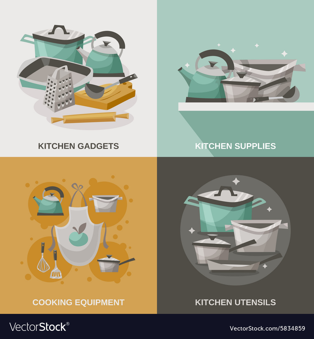 Kitchen Equipment Icons Set Royalty Free Vector Image