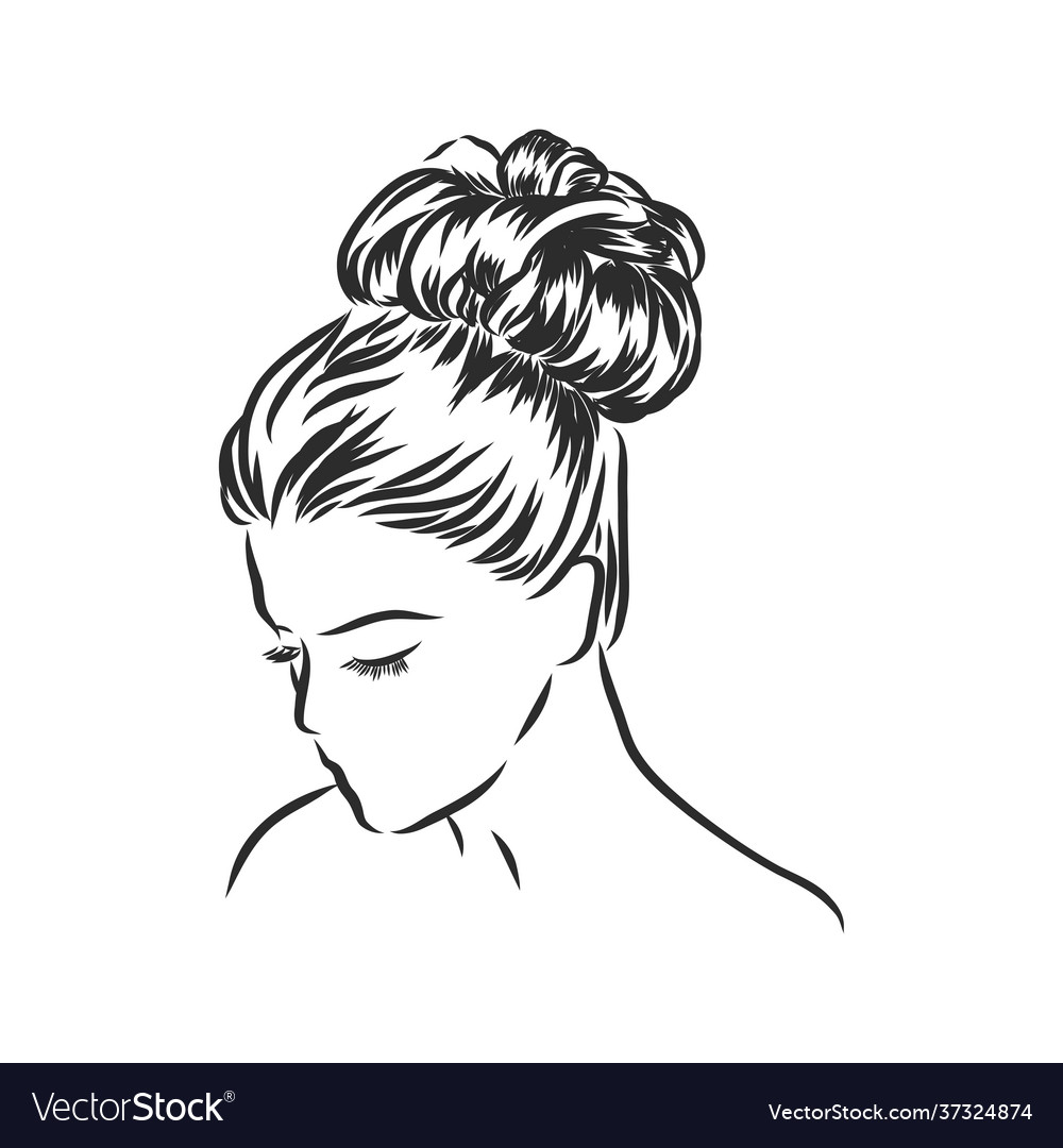 Woman With Stylish Classic Bun Perfect Royalty Free Vector