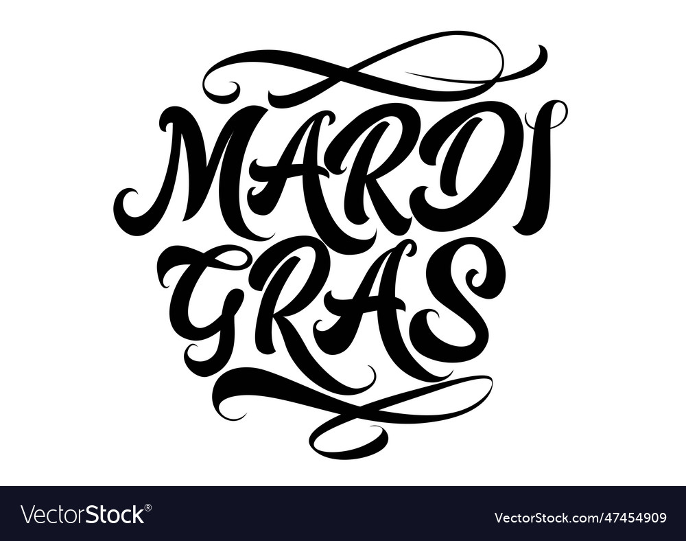 Mardi Gras Lettering With Brushes Royalty Free Vector Image