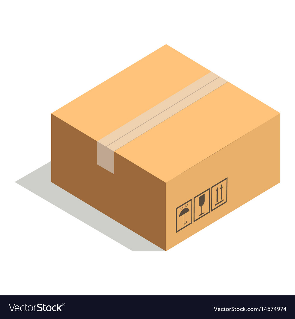 Closed Paper Cardboard Box Isolated On White Vector Image