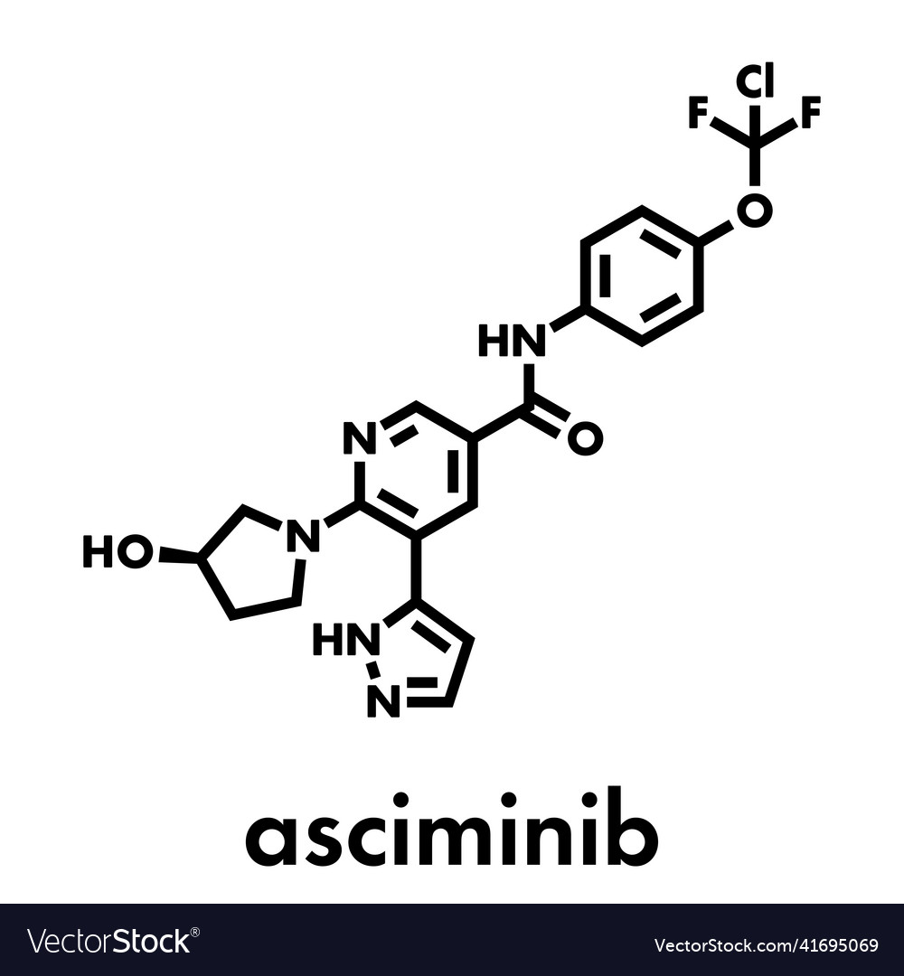 Asciminib Cancer Drug Molecule Skeletal Formula Vector Image