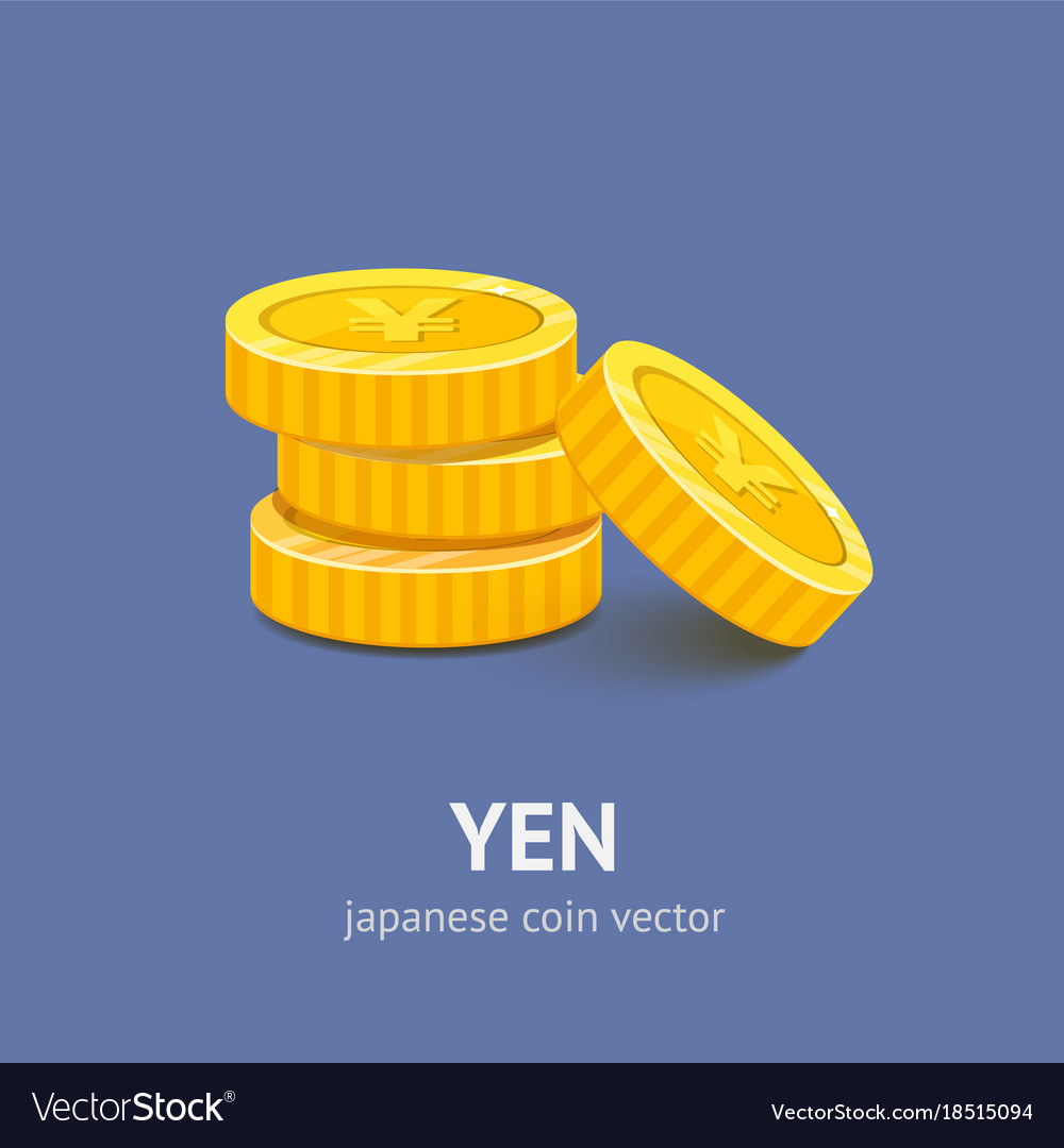 Gold Chinese Yuan Coin Flat Style Royalty Free Vector Image