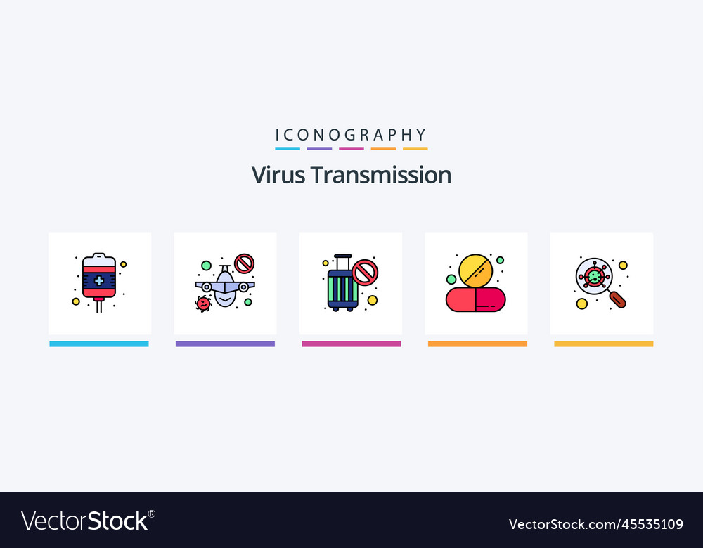 Virus Transmission Line Filled 5 Icon Pack Vector Image