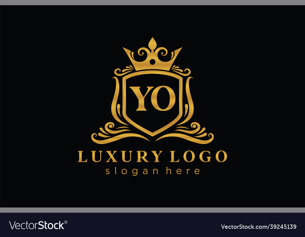 Initial Yo Letter Royal Luxury Logo Template Vector Image