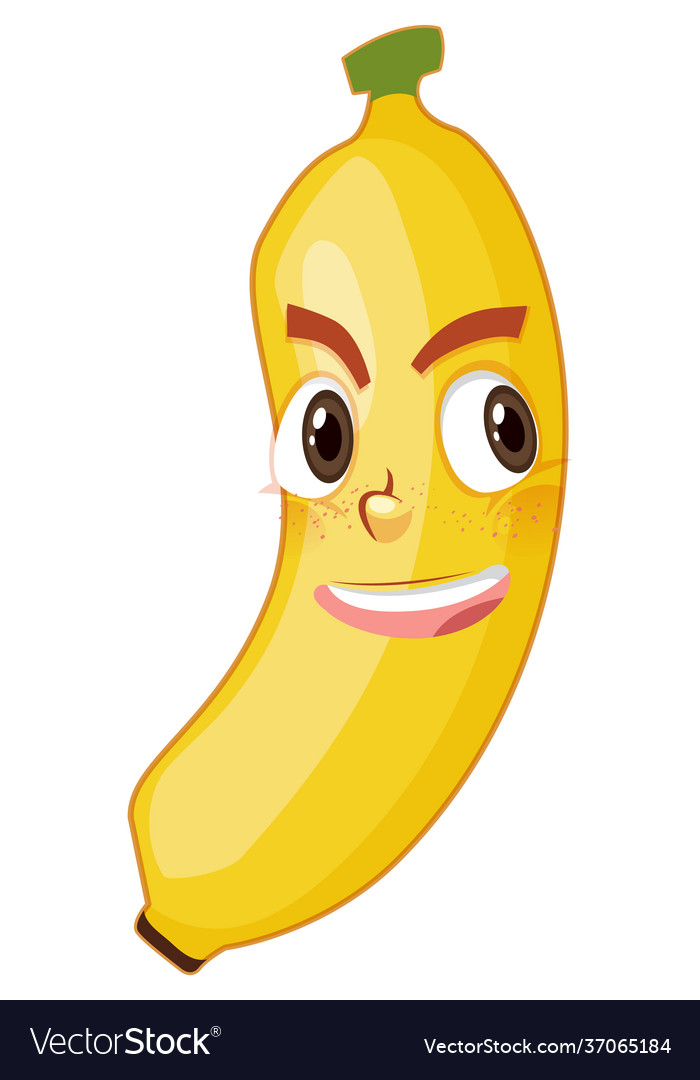 Banana Cartoon Character With Facial Expression Vector Image