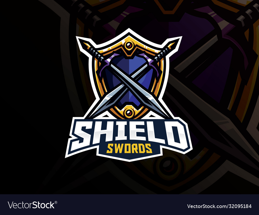 Shield And Swords Badge Sport Logo Design Vector Image