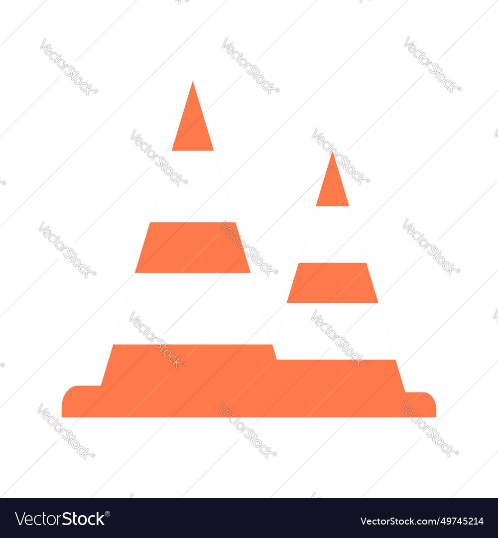 Traffic Cone Icon Flat Style Orange On White Vector Image