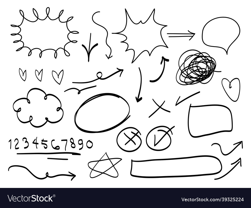 Hand Drawn Set Of Abstract Comic Doodle Elements Vector Image