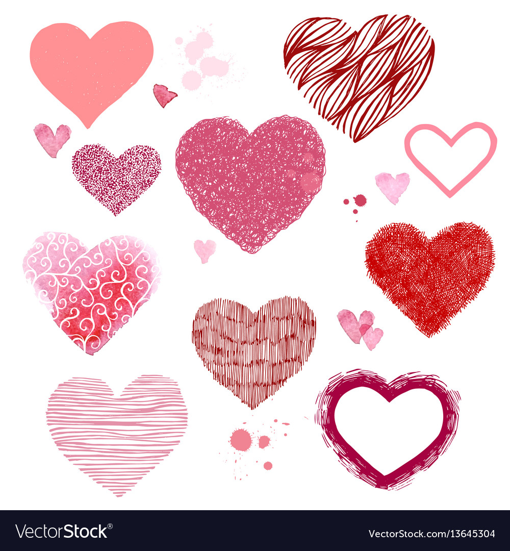 Hand Drawn Hearts Royalty Free Vector Image Vectorstock