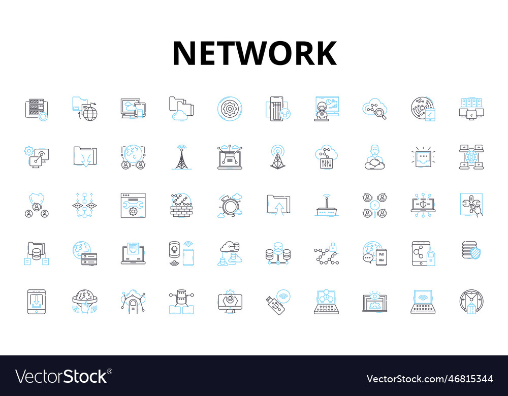 Network Linear Icons Set Connectivity Royalty Free Vector