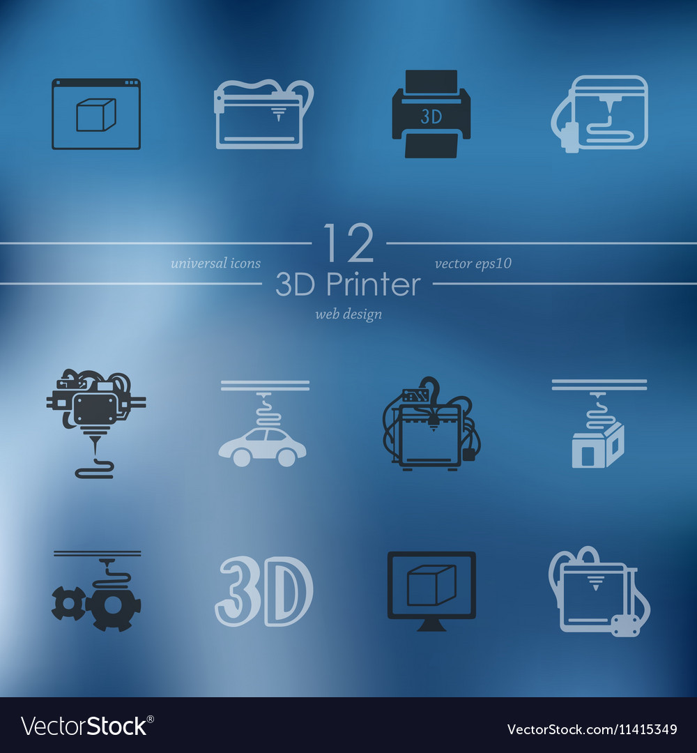 Set Of Three D Printer Icons Royalty Free Vector Image