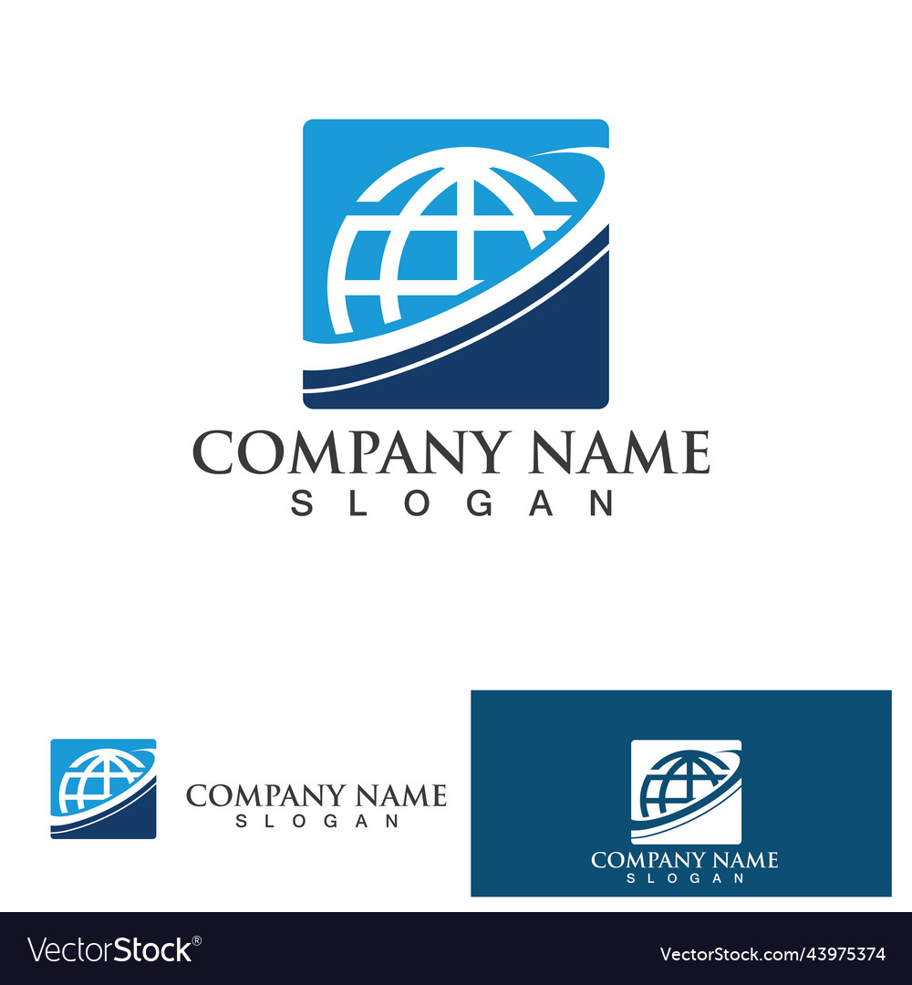 Globe Logo And Icon Design Template Royalty Free Vector