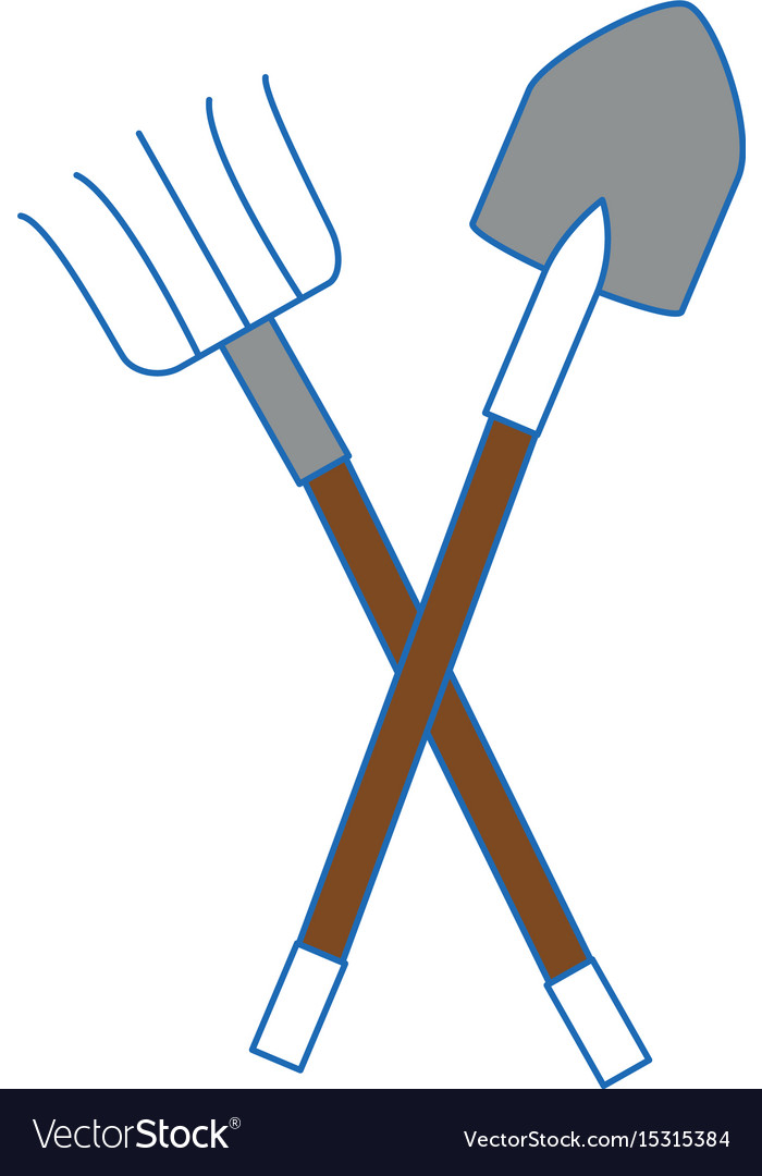 Rake And Shovel Gardening Tools Royalty Free Vector Image