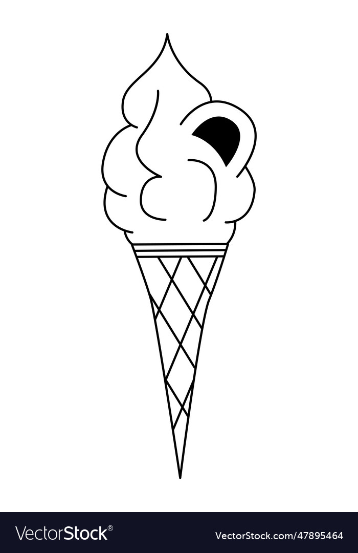 Soft Serve Ice Cream Cone Doodle Royalty Free Vector Image