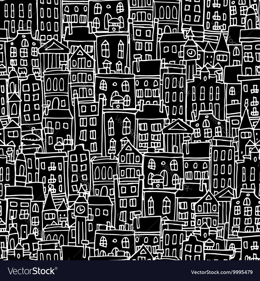 European Cityscape Seamless Pattern For Your Vector Image