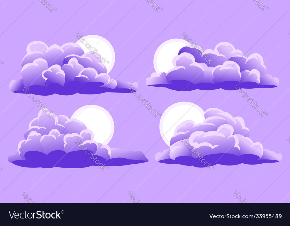 Set Cartoon Clouds Royalty Free Vector Image Vectorstock