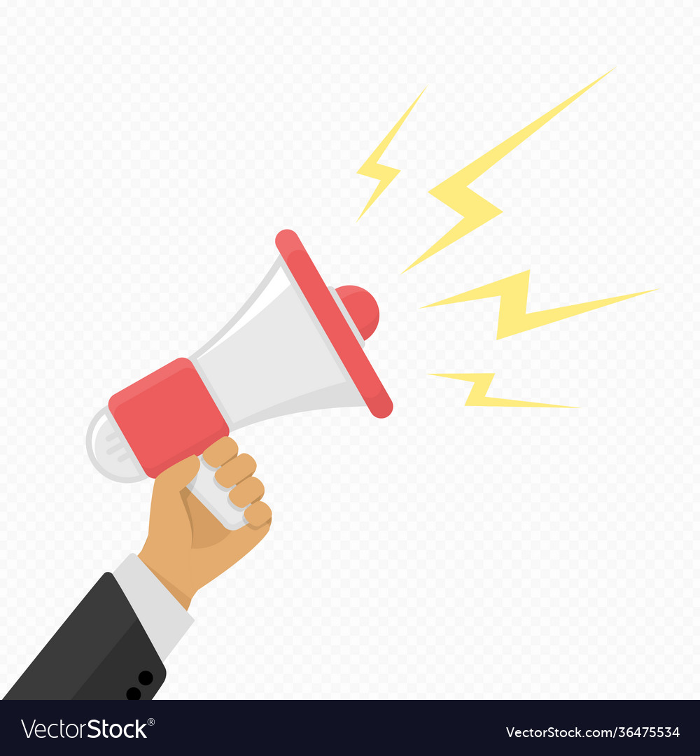 Cartoon Human Hand Holding Megaphone Royalty Free Vector