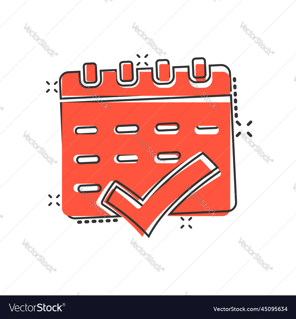 Calendar Icon In Comic Style Agenda Cartoon Vector Image