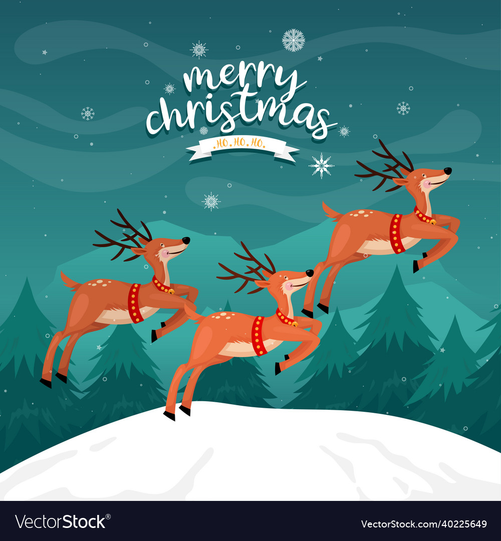 Merry Christmas Card With Reindeer Royalty Free Vector Image