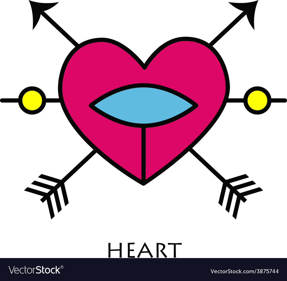 Red Heart With Arrows Royalty Free Vector Image