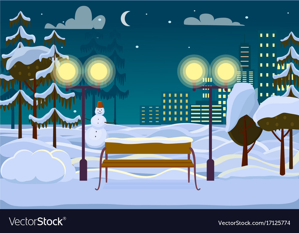 Snowy Winter City Park Royalty Free Vector Image