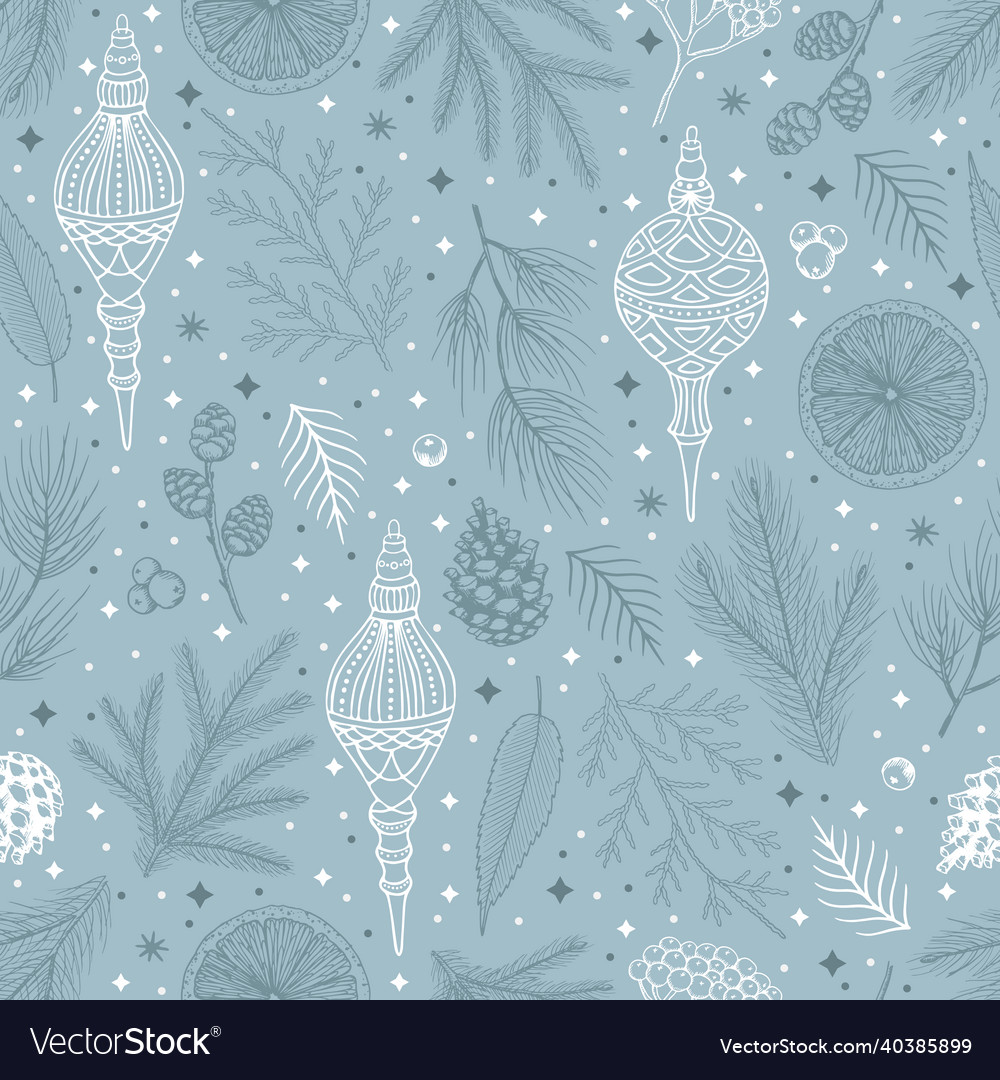 Winter Seamless Pattern With Christmas Tree Vector Image