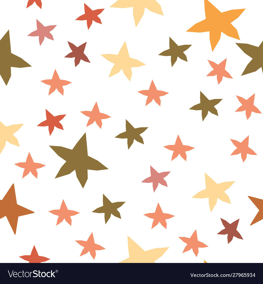 Seamless Pattern With Colorful Stars On Black Vector Image