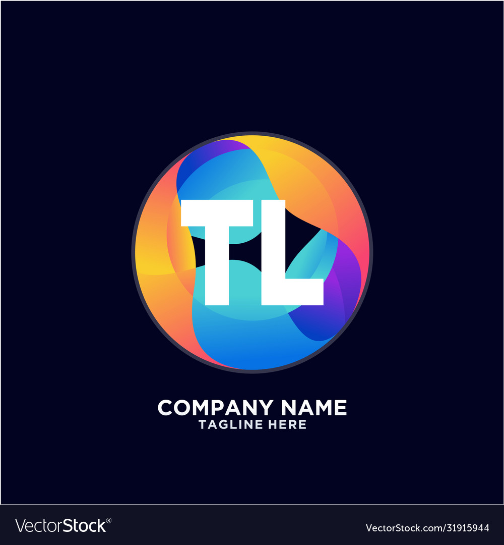 Tl Initial Logo With Colorful Circle Template Vector Image