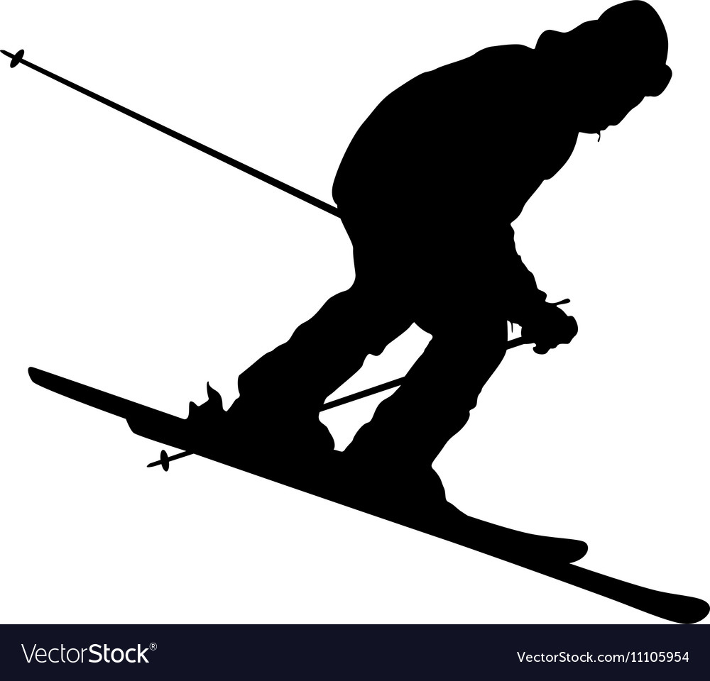 Mountain Skier Speeding Down Slope Sport Vector Image