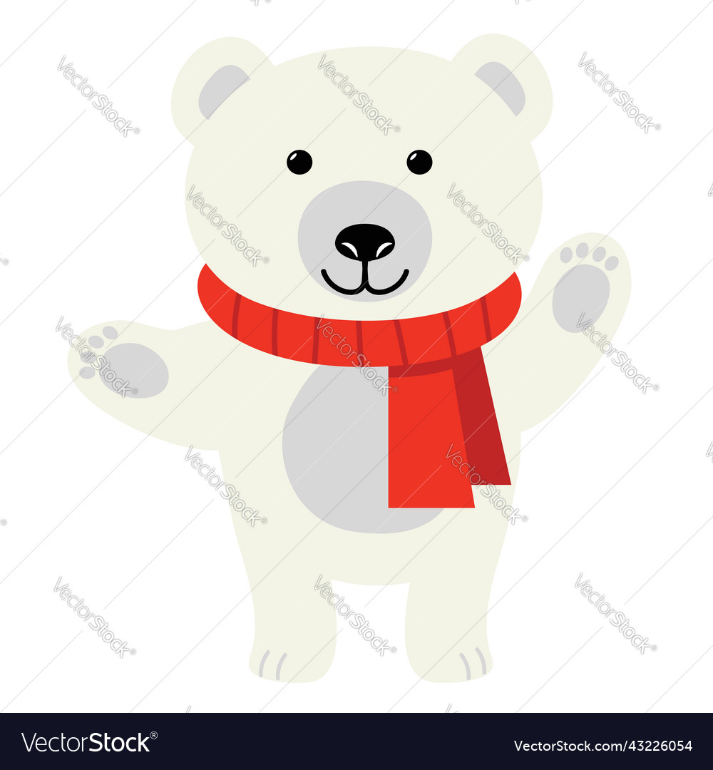 Cute Cartoon White Polar Bear Royalty Free Vector Image