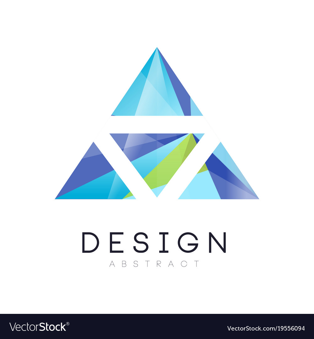 Colored Logo Triangular Crystal Creative Vector Image