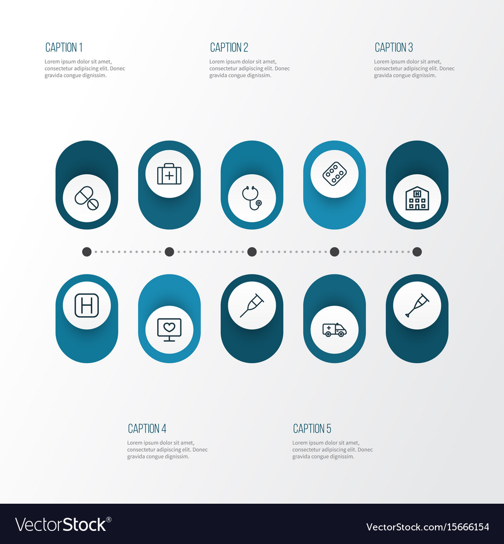 Antibiotic Outline Icons Set Collection Of Hear Vector Image