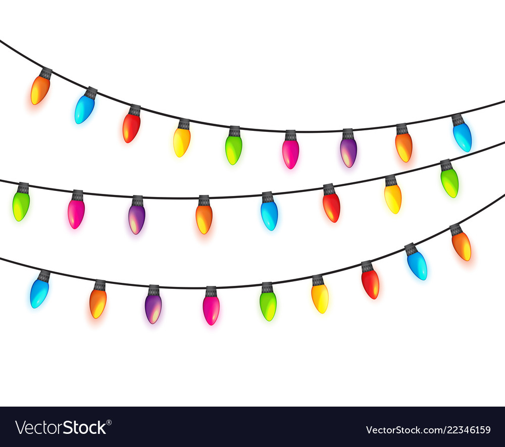 Multicolored Garland Lamp Bulbs Festive Isolated Vector Image