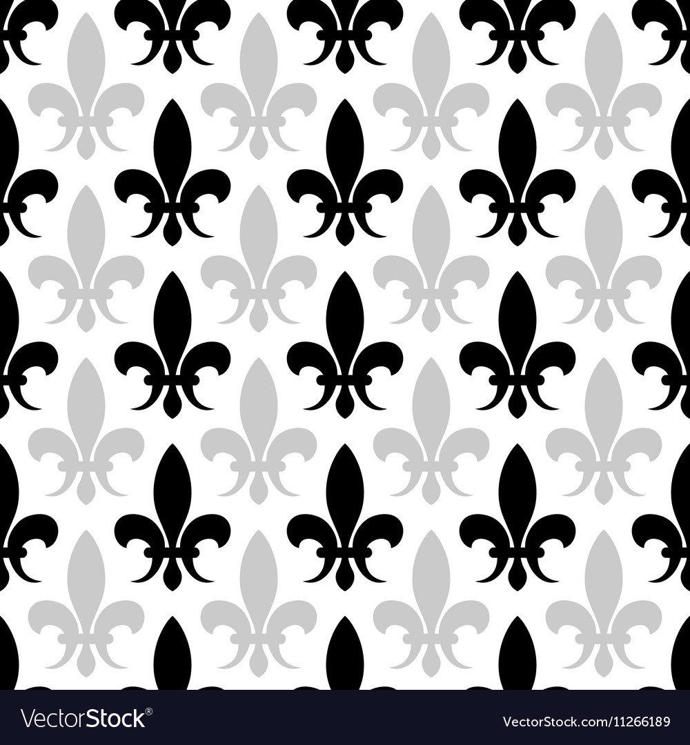 Fleur De Lis Seamless Pattern In Black And Vector Image