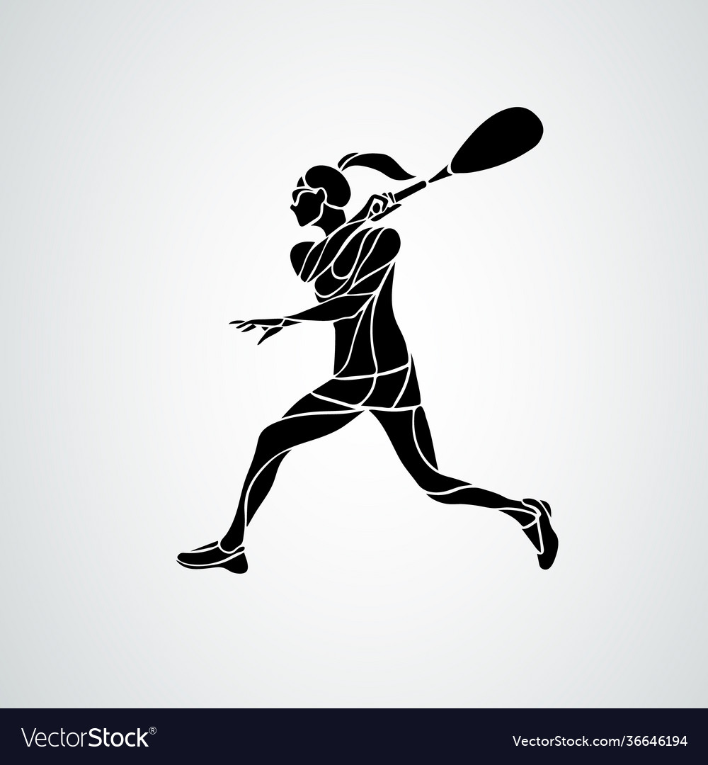 Squash Player Female Creative Abstract Silhouette Vector Image