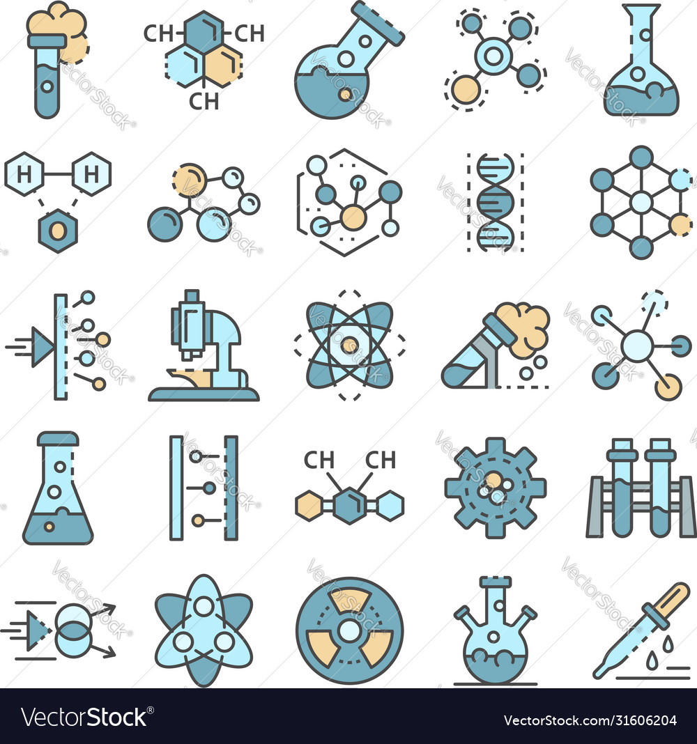 Chemistry Lab Icon Set Outline Style Royalty Free Vector