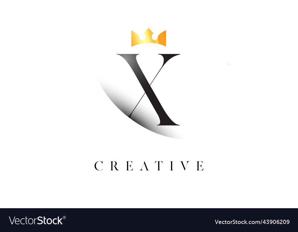 X Letter Logo Design With Golden Luxury Royal Vector Image