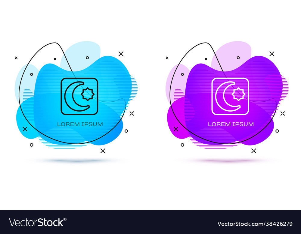 Line Star And Crescent Symbol Islam Icon Vector Image