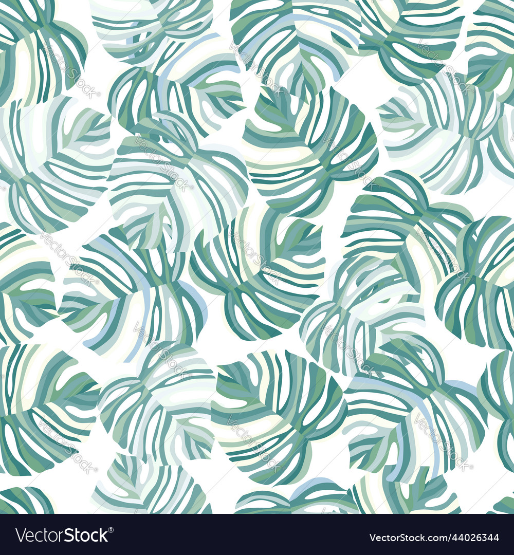 Monstera Leaf Tropical Seamless Pattern Palm Vector Image